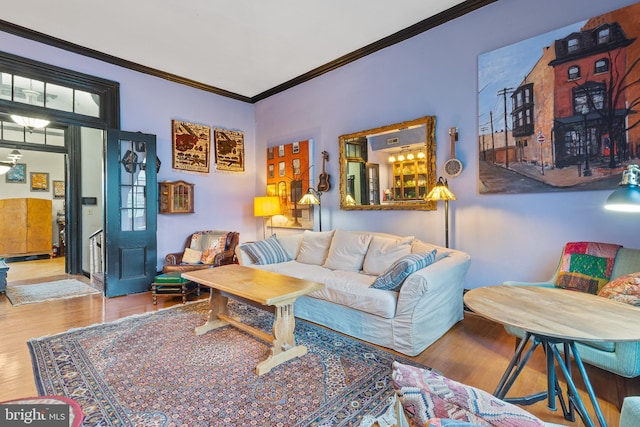 17 W Chase St, Baltimore, MD 21201 - living room featuring crown molding and wood finished floors