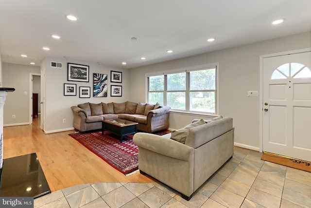 10621 Old Colchester Rd, Lorton, VA 22079 - living room with recessed lighting, baseboards, and light wood-type flooring