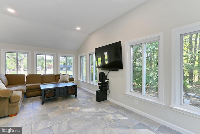 10621 Old Colchester Rd, Lorton, VA 22079 - living area featuring healthy amount of natural light, baseboards, lofted ceiling, and recessed lighting