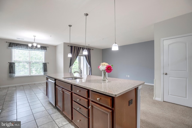 2527 Campus Way N Unit 69, Lanham, MD 20706 - kitchen featuring a sink, dishwasher, baseboards, pendant lighting, and a chandelier
