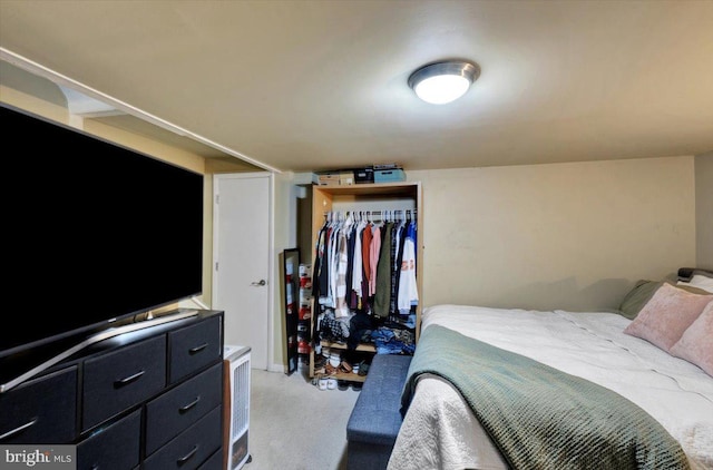 carpeted bedroom with a closet