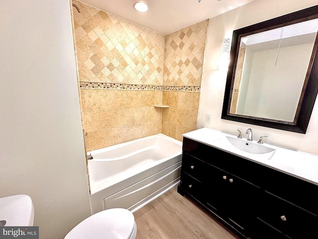 442 E Slocum St, Philadelphia, PA 19119 - full bathroom featuring toilet, wood finished floors, vanity, and bathtub / shower combination