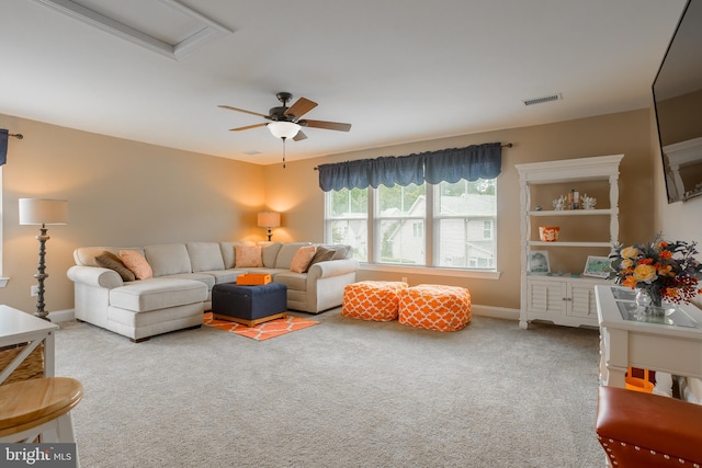 36725 Par Ln Unit 98, Frankford, DE 19945 - living room with carpet, ceiling fan, and baseboards