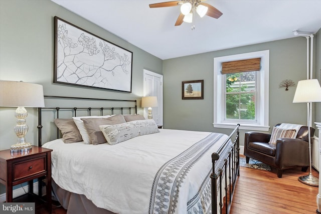 214 E Willow Grove Ave, Philadelphia, PA 19118 - bedroom featuring hardwood / wood-style floors, baseboards, and a ceiling fan