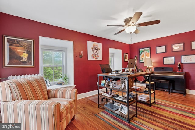 214 E Willow Grove Ave, Philadelphia, PA 19118 - office featuring wood finished floors, a ceiling fan, and baseboards