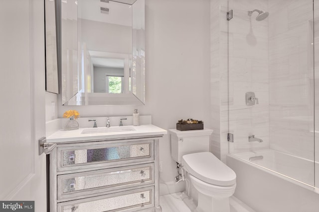 7845 Montvale Way, Mclean, VA 22102 - bathroom with toilet, vanity, and shower / bath combination with glass door