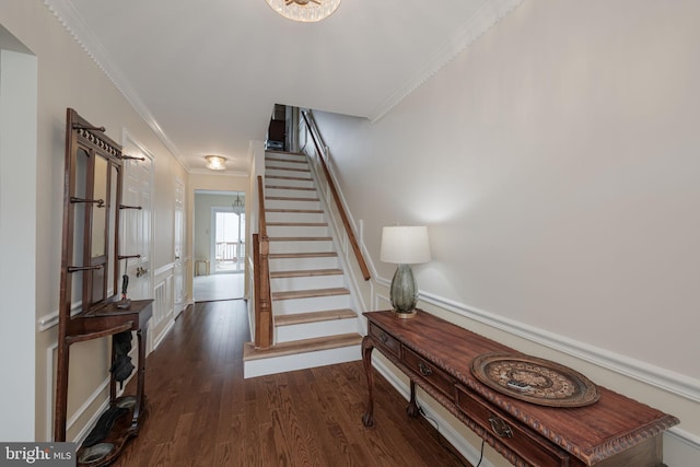 6005 Southward Way, Alexandria, VA 22315 - stairway featuring crown molding and wood finished floors