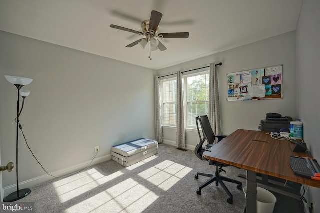 36 Crows Nest Ct, Mount Laurel, NJ 08054 - office space with carpet flooring, ceiling fan, and baseboards
