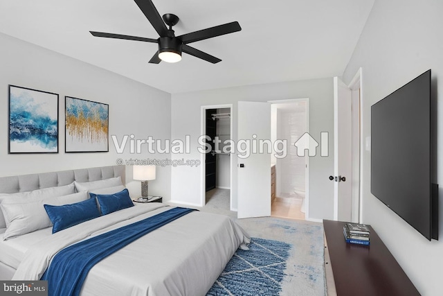 4425 Romlon St Unit 103, Beltsville, MD 20705 - bedroom with a spacious closet, a closet, carpet, ensuite bathroom, and ceiling fan
