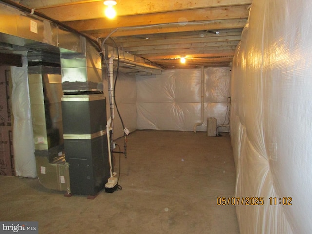 unfinished below grade area with heating unit