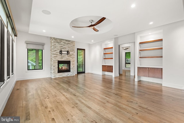 3546 N Utah St, Arlington, VA 22207 - unfurnished living room with ceiling fan, plenty of natural light, light wood-style flooring, and recessed lighting