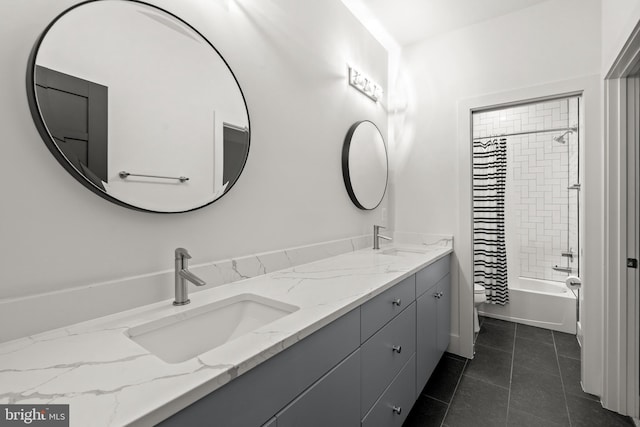 3546 N Utah St, Arlington, VA 22207 - bathroom with double vanity, toilet, tile patterned flooring, and bathing tub / shower combination