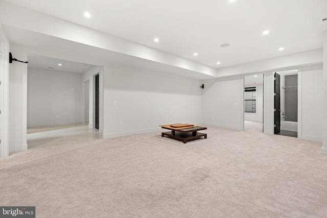 3546 N Utah St, Arlington, VA 22207 - below grade area featuring light colored carpet, recessed lighting, and baseboards