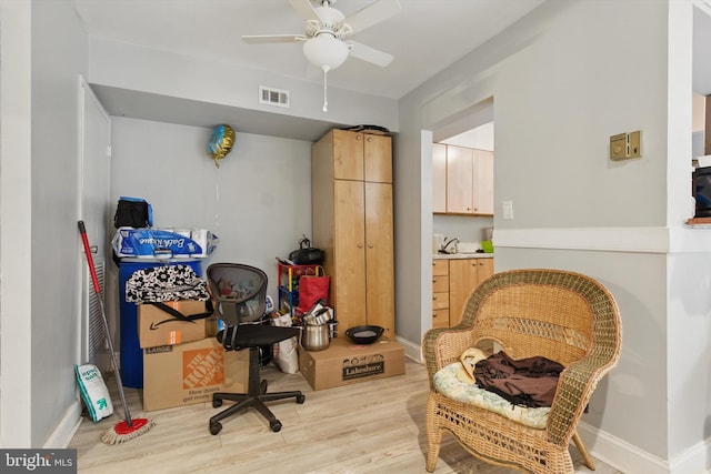6926 Hanover Pkwy Unit 200, Greenbelt, MD 20770 - office area featuring light wood finished floors, ceiling fan, and a sink