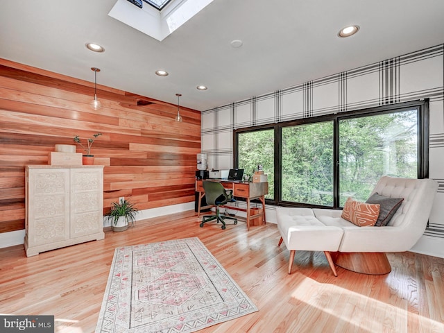 2025 Skyline Rd, Towson, MD 21204 - office space with recessed lighting, a skylight, and wood finished floors