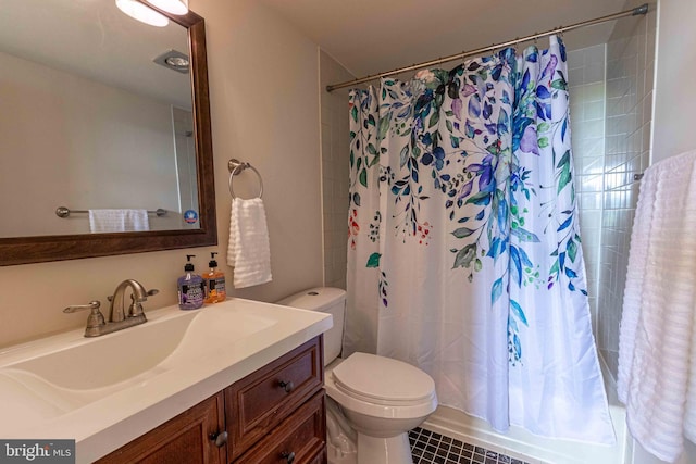 6301 Stevenson Ave Unit 602, Alexandria, VA 22304 - full bathroom with vanity, toilet, tile patterned floors, and shower / bath combo