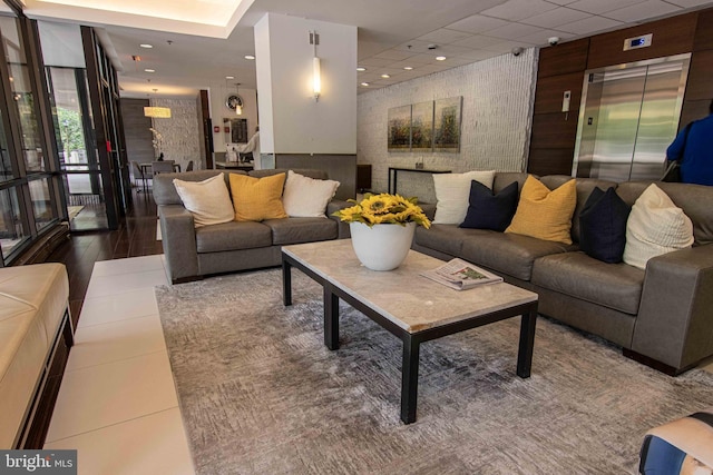 6301 Stevenson Ave Unit 602, Alexandria, VA 22304 - living area featuring elevator, recessed lighting, and tile patterned floors