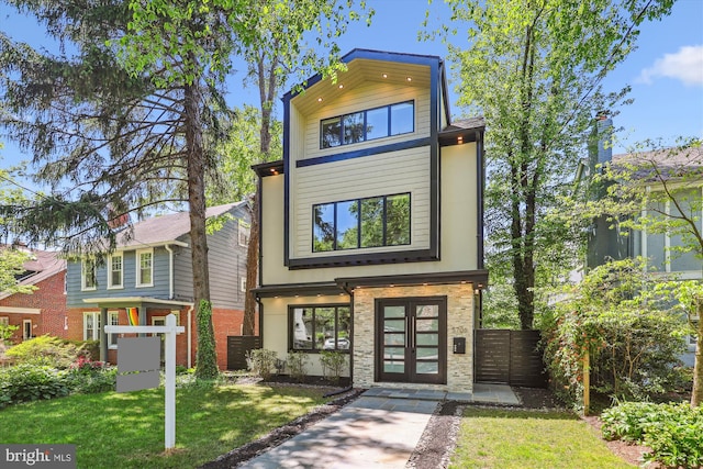 5706 Nevada Ave NW, Washington, DC 20015 - contemporary home featuring french doors and stone siding
