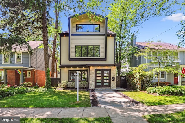 5706 Nevada Ave NW, Washington, DC 20015 - view of front of property with a front yard and french doors