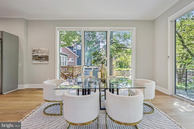 5706 Nevada Ave NW, Washington, DC 20015 - dining room with hardwood / wood-style flooring, crown molding, and baseboards