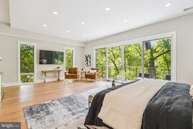 5706 Nevada Ave NW, Washington, DC 20015 - bedroom with light wood-type flooring, access to outside, baseboards, and recessed lighting