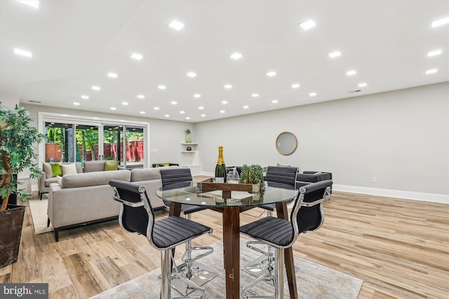 5706 Nevada Ave NW, Washington, DC 20015 - dining space featuring light wood-type flooring, baseboards, and recessed lighting