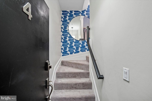 1407 15th St NW Unit 4, Washington, DC 20005 - staircase with carpet and baseboards