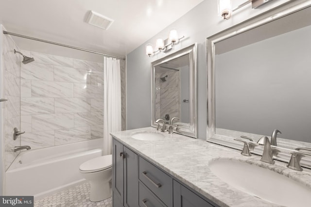 4620 N Park Ave N Unit 1206E, Chevy Chase, MD 20815 - full bathroom with shower / bath combo, toilet, double vanity, and tile patterned floors