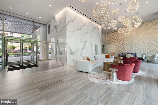 4620 N Park Ave N Unit 1206E, Chevy Chase, MD 20815 - common area with expansive windows and recessed lighting
