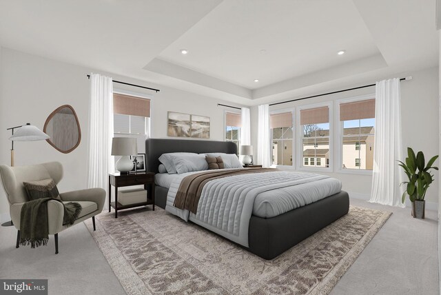 112 Heyford Dr, Stephenson, VA 22656 - bedroom with light colored carpet, a raised ceiling, and recessed lighting