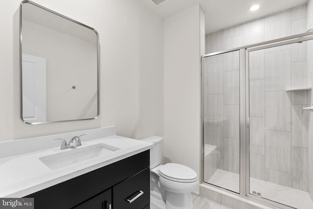 114 Heyford Dr, Stephenson, VA 22656 - full bathroom with toilet, a stall shower, vanity, and recessed lighting