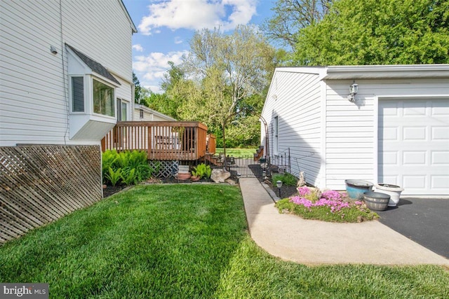 140 Grandview Ave, Hamilton, NJ 08620 - view of yard with a garage and a wooden deck