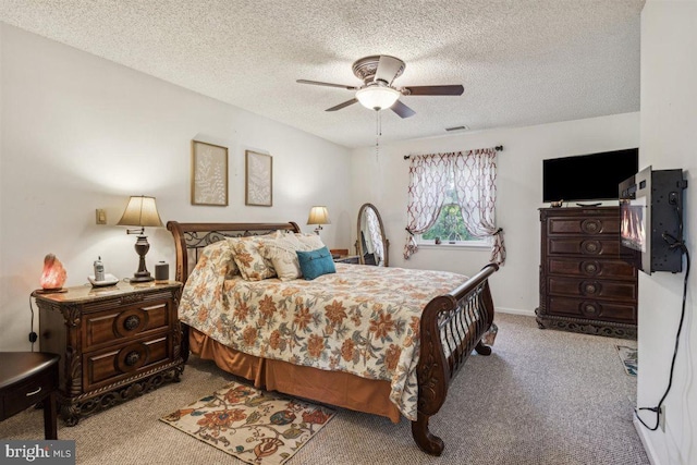 140 Grandview Ave, Hamilton, NJ 08620 - bedroom with light carpet, a textured ceiling, and ceiling fan