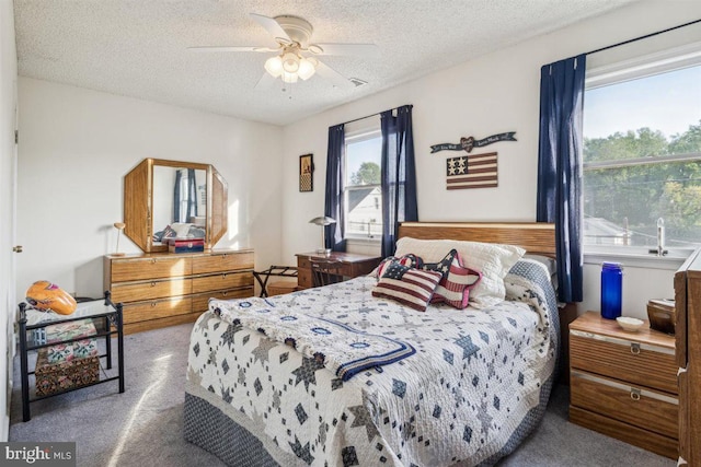 140 Grandview Ave, Hamilton, NJ 08620 - bedroom with carpet, a textured ceiling, and ceiling fan