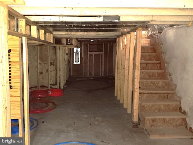 unfinished basement with stairs