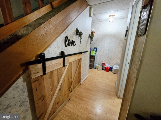 15 Weaver Ln, Brandywine, WV 26802 - corridor with wood finished floors and a barn door