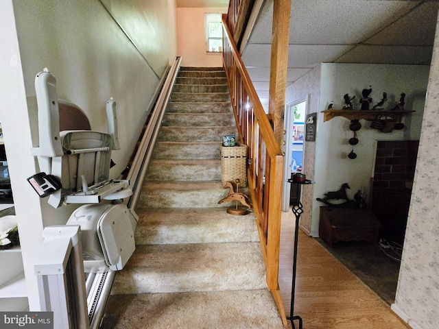 15 Weaver Ln, Brandywine, WV 26802 - staircase featuring a drop ceiling