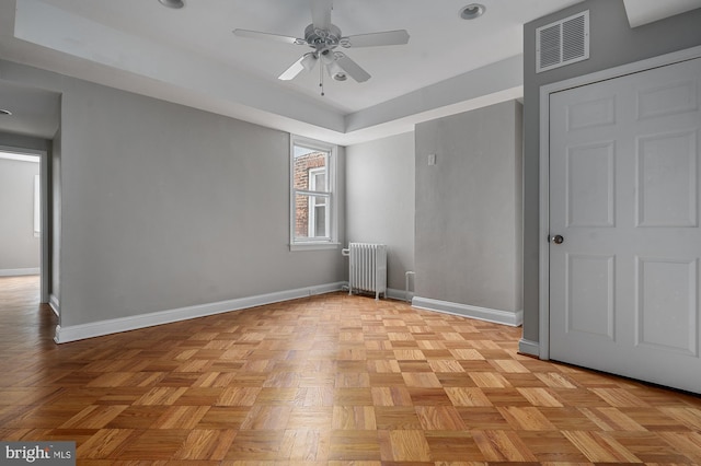 2332 E Baltimore St E, Baltimore, MD 21224 - unfurnished bedroom with radiator heating unit, baseboards, recessed lighting, and a ceiling fan