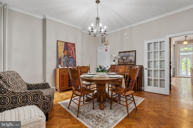 2332 E Baltimore St E, Baltimore, MD 21224 - dining room with a chandelier and ornamental molding