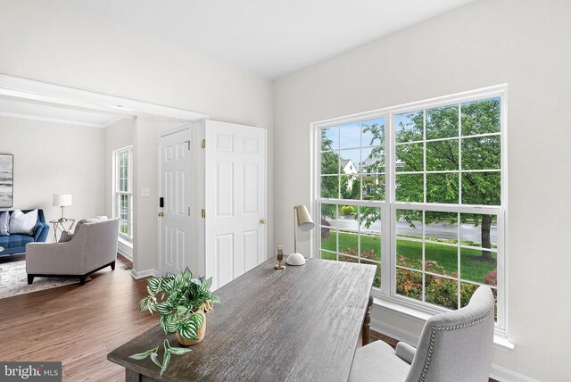 924 Towering Oak Ct, Purcellville, VA 20132 - dining space with plenty of natural light, baseboards, and wood finished floors