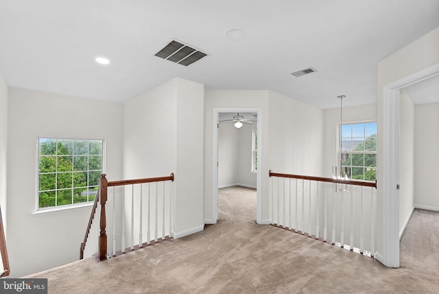 924 Towering Oak Ct, Purcellville, VA 20132 - hall with an upstairs landing, carpet floors, baseboards, and recessed lighting