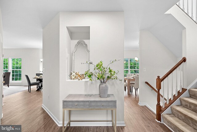 924 Towering Oak Ct, Purcellville, VA 20132 - foyer featuring wood finished floors, stairs, and baseboards
