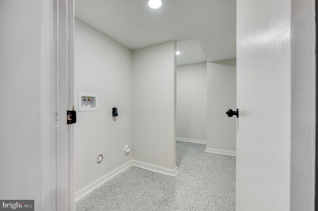9815 Winands Rd, Randallstown, MD 21133 - laundry room featuring washer hookup, baseboards, and recessed lighting