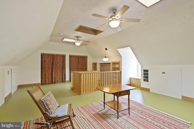 4901 40th Pl, Hyattsville, MD 20781 - bonus room featuring vaulted ceiling, a ceiling fan, and built in shelves