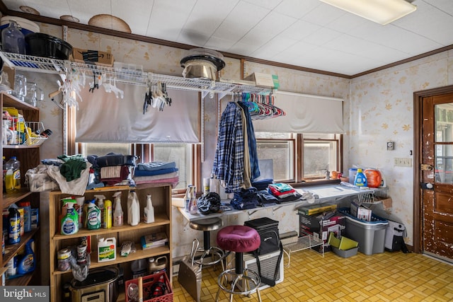 16 N Maple Ave, Smithsburg, MD 21783 - misc room featuring wallpapered walls and ornamental molding
