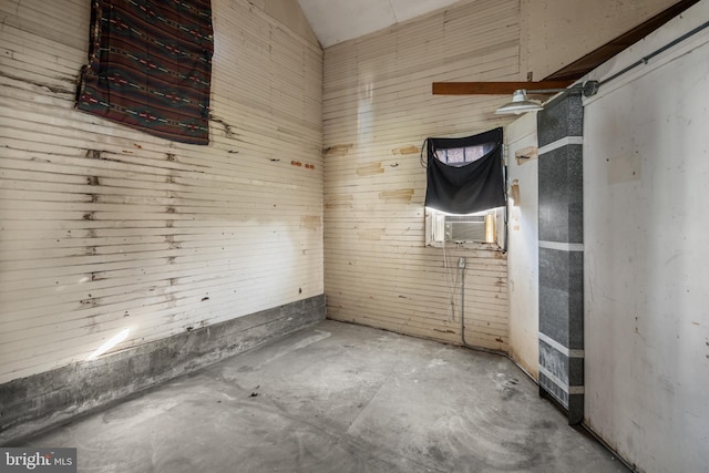 16 N Maple Ave, Smithsburg, MD 21783 - empty room featuring concrete flooring, vaulted ceiling, and cooling unit