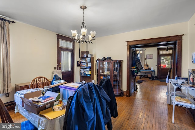 16 N Maple Ave, Smithsburg, MD 21783 - dining room featuring a chandelier and hardwood / wood-style floors