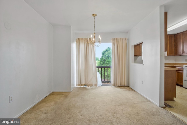 10734 Castleton Way, Upper Marlboro, MD 20774 - unfurnished dining area with a chandelier, light carpet, and baseboards