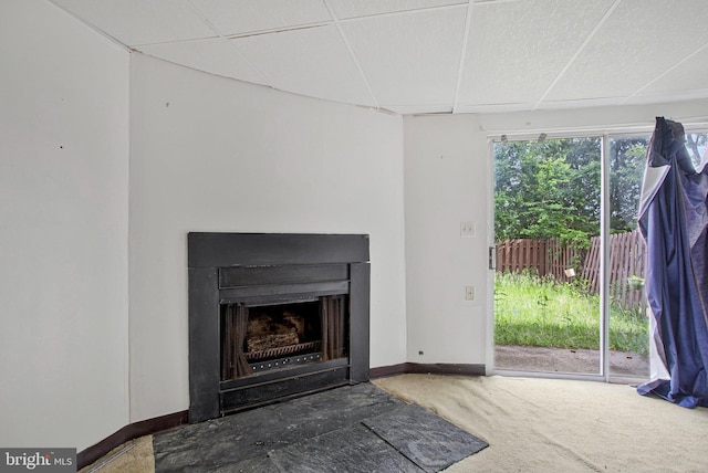 10734 Castleton Way, Upper Marlboro, MD 20774 - unfurnished living room with carpet, a fireplace, and baseboards