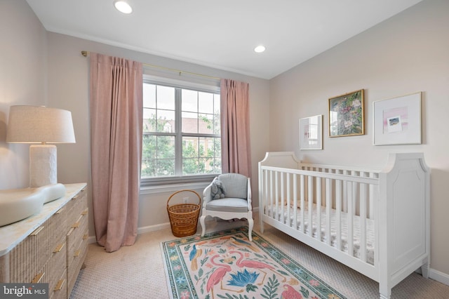 45 Arell Ct, Alexandria, VA 22304 - bedroom with carpet floors, baseboards, recessed lighting, and a nursery area